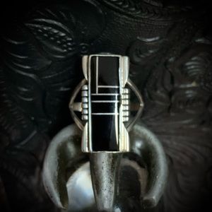 Vintage A Yazzie Navajo Onyx Sterling Silver Ring